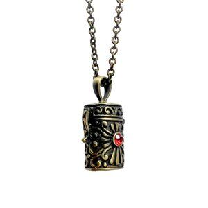 Vintage-Inspired Gold and Red Locket Necklace